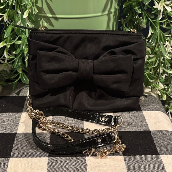 kate spade Handbags - Kate Spade New York Black Satin Bow Purse HAVE COURAGE